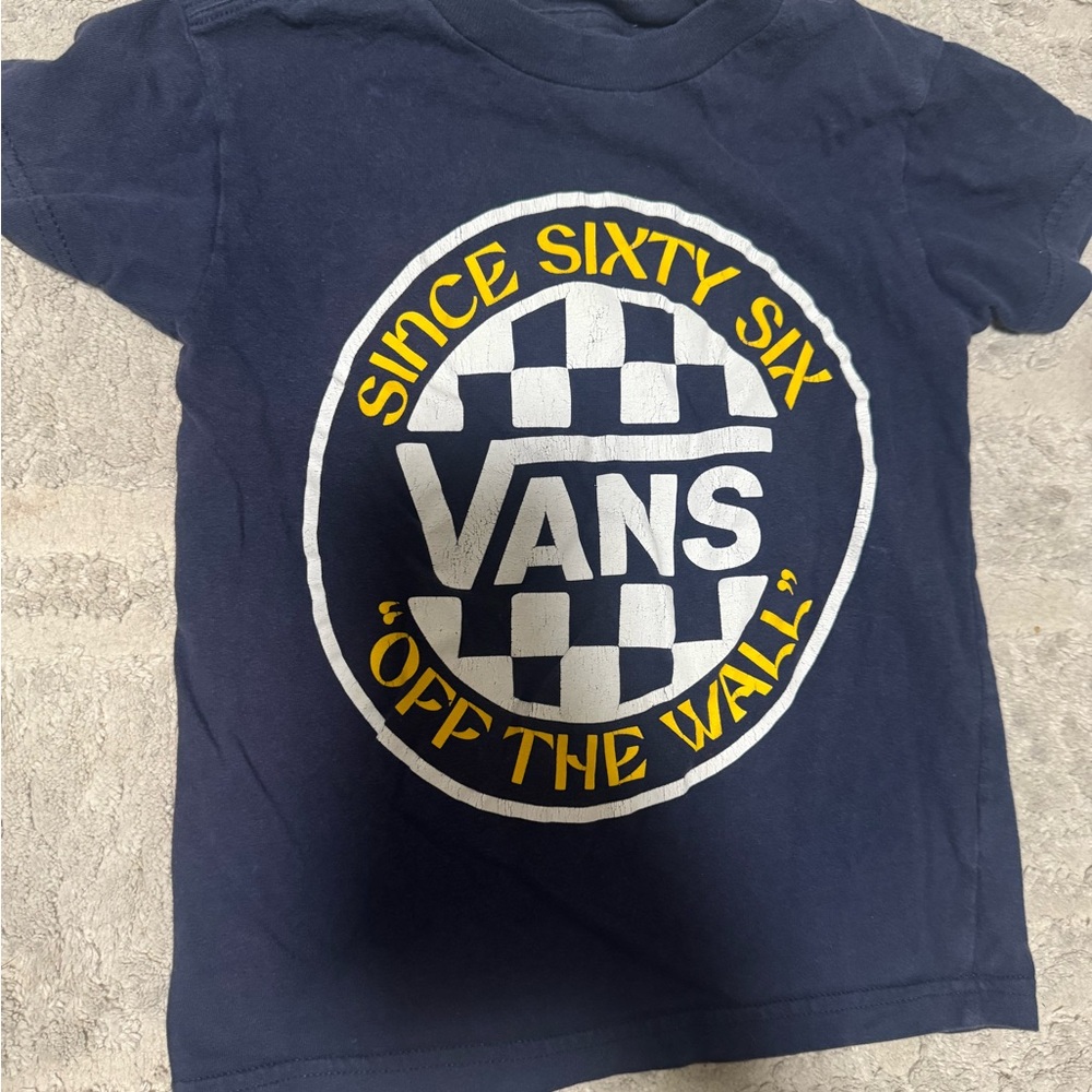 Vans Navy Short Sleeve Tee with White & Yellow Logo